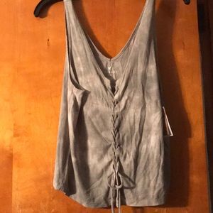 American Eagle Tie Front Ribbed Tank Top